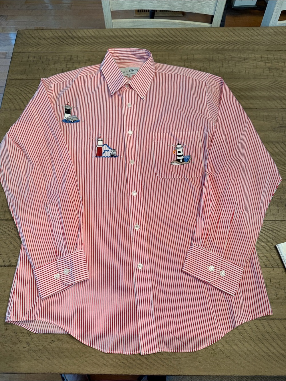 Vintage Las Olas  Lighthouse Button Down Shirt